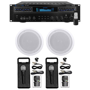 Technical Pro 1500 Watt Home Karaoke Machine System+(2) 8" Ceiling Speakers