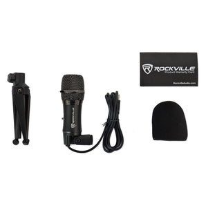 Pair Rockville APM6W 6.5" 350w Studio Monitors+USB Condenser Computer Microphone