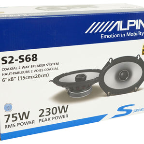 2) Alpine S2-S68 75w RMS 5x7"/6x8" Type-S Coaxial Car Speakers+Bluetooth Speaker