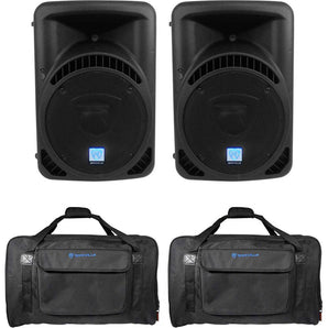 (2) Rockville RPG12BT 12" Bluetooth DJ PA Speakers w/ Wireless Link+Carry Bags