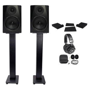 Pair Rockville APM6B 6.5" 350W Studio Monitors+36" Stands+Pads+Headphones