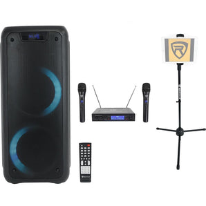 Rockville ROCK PARTY Dual 6.5" Karaoke Machine System+Wireless Mics+Tablet Stand