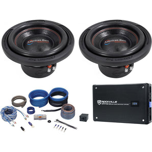 (2) American Bass XD-1044 900w 10" Car Subwoofers Subs+Mono Amplifier+Amp Kit