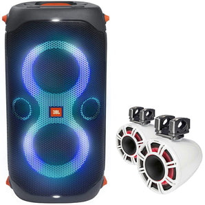 (2) KICKER KMTC11 HLCD 11" 600w White Wakeboard Tower Speakers w/Horns+Partybox