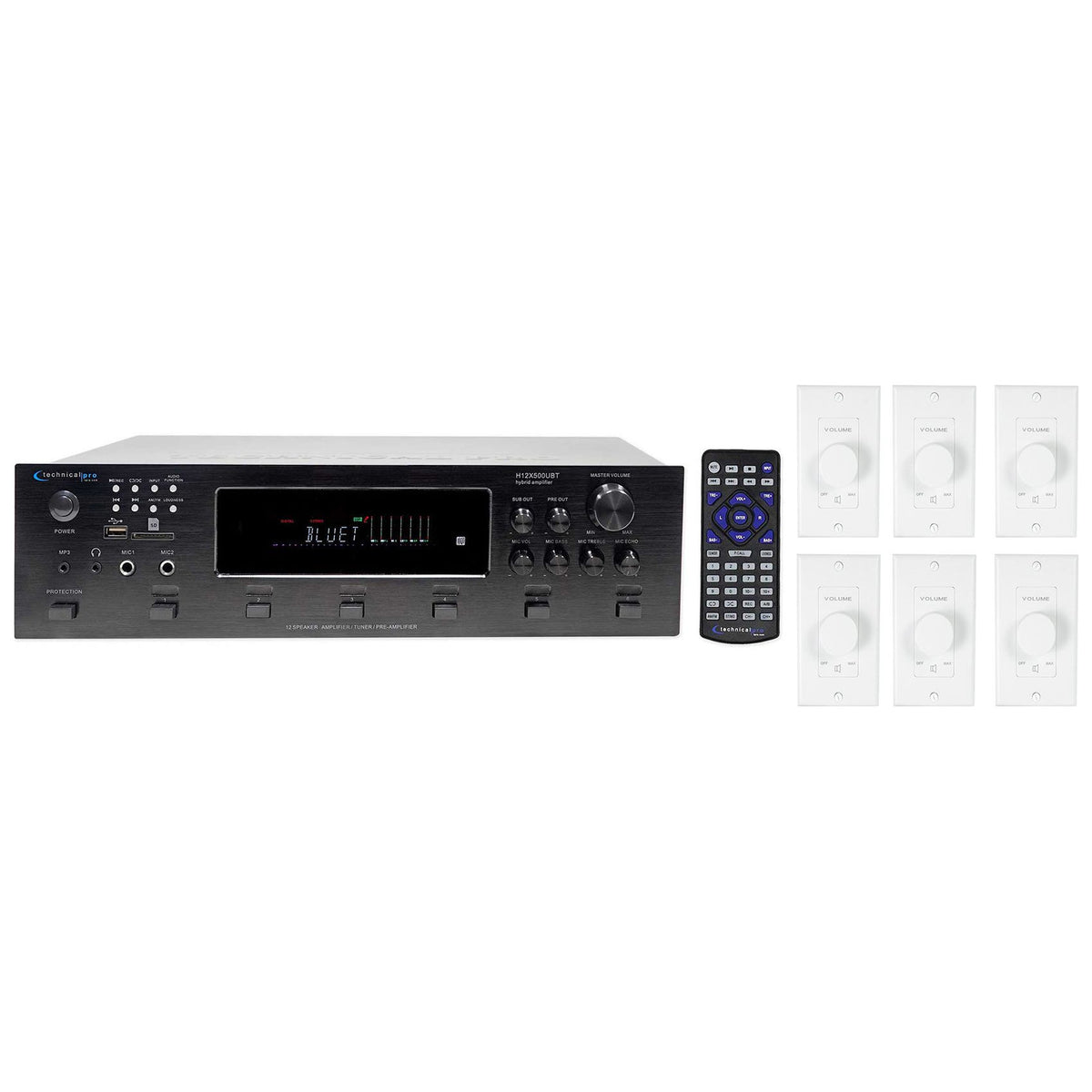 H12X500UBT 6-Zone Receiver + (6) Wall Volume Controllers