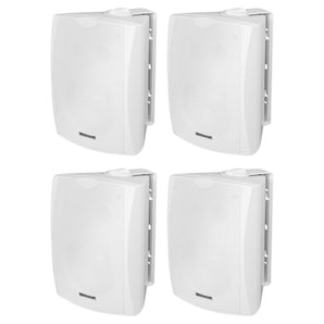4) Rockville WET-6W 70V 6.5" IPX55 White Commercial Indoor/Outdoor Wall Speakers