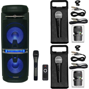 Rockville Go Party X10 Dual 10" Rechargeable Karaoke Machine System + (3) Mics
