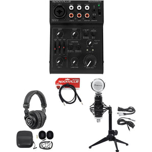 Rockville 1-Person Podcast Podcasting Recording Kit w/RCM Mic+Stand+Headphones