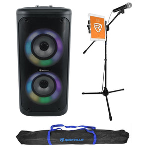 Rockville Go Party 6 Karaoke Machine System LED Party Speaker+Mic/Tablet Stand