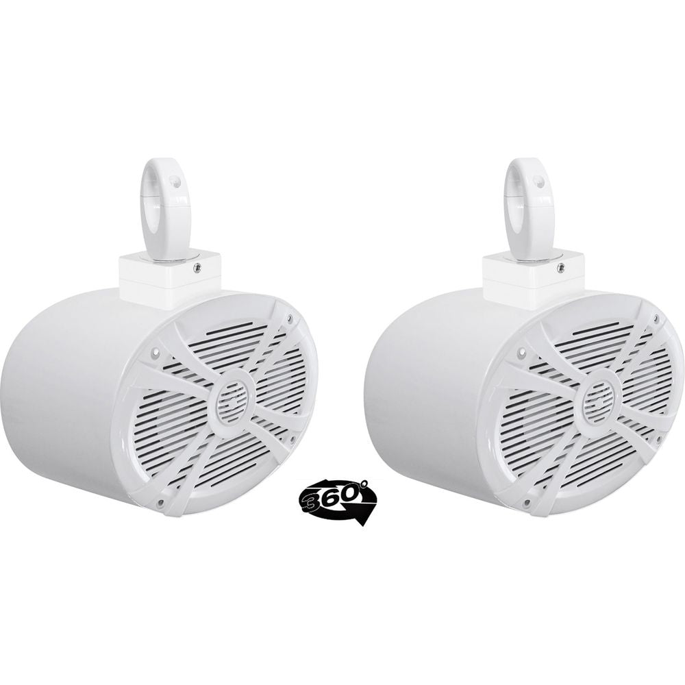2 Rockville 6x9" 1000w 360 Swivel White Aluminum Wakeboard Tower Speakers