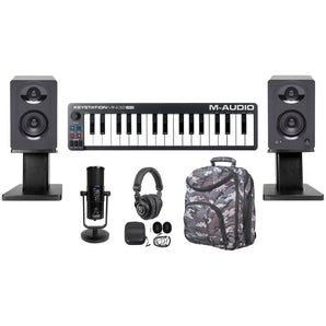M-Audio Recording Kit w/USB Mic+Headphones+Controller+Monitors+Stands+CAMOPACK