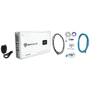 Rockville ATOM S20 1600w 4-Channel Marine Bluetooth Amplifier+PA Mic+Amp Kit