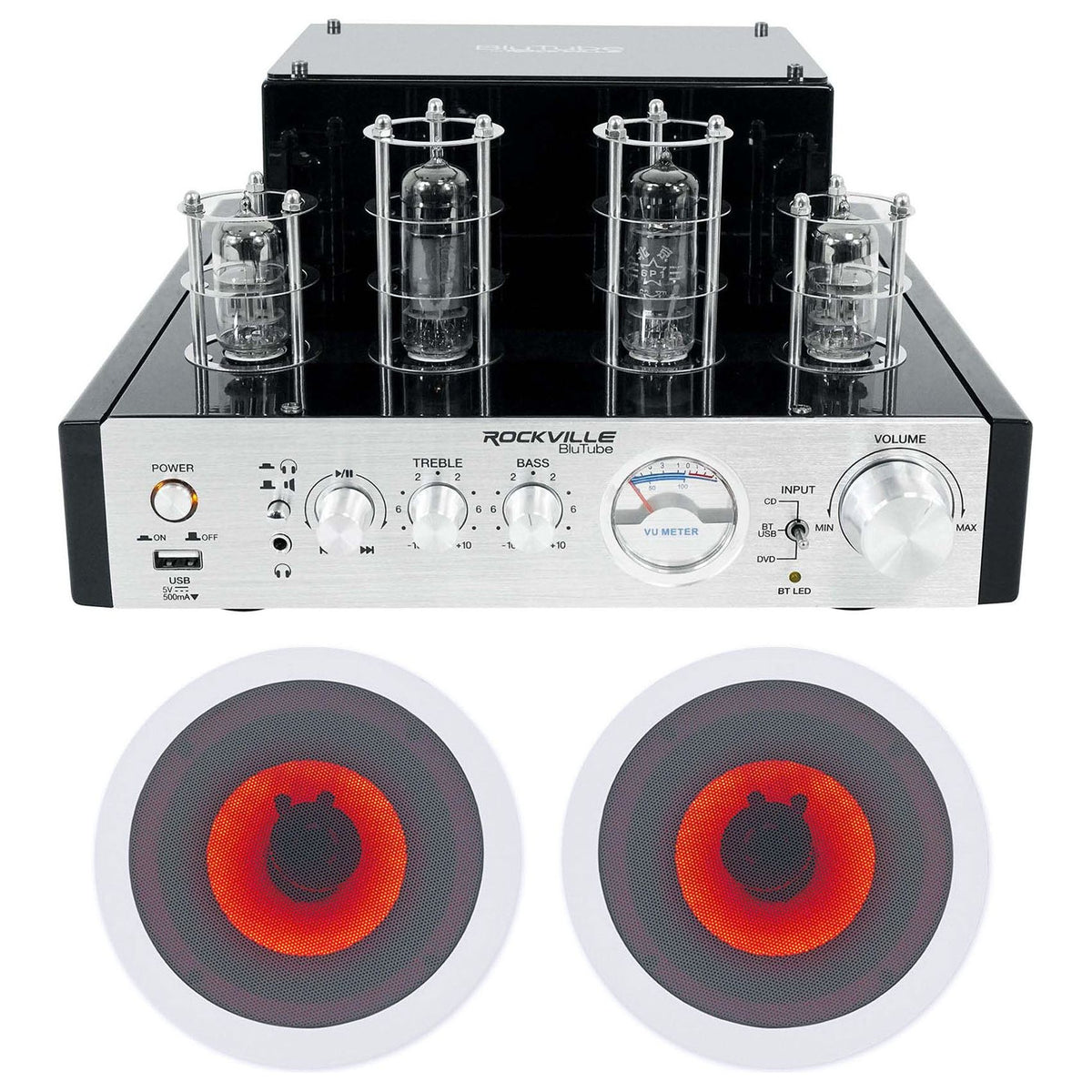 BluTube Amplifier/Home Theater Receiver + (2) 6.5" LED Ceiling Speakers