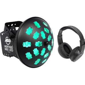 American DJ VERTIGO HEX LED 12 Watt 6-Color Dance Floor Effect Light+Headphones