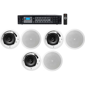 (6) JBL 6.5" White Commercial Ceiling Speakers+Amp 4 Restaurant/Office/Cafe/Bar