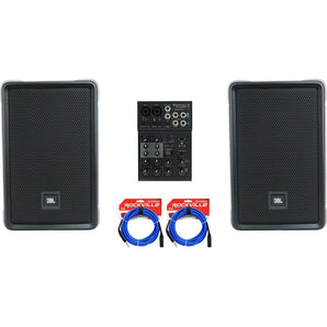 2) JBL IRX108BT 8" 1000w Powered DJ Portable PA Speakers w/ Bluetooth+Mixer w/EQ