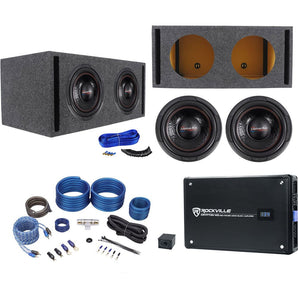 (2) American Bass XD-1244 1000w 12" Car Subwoofers+Vented Box+Amplifier+Amp Kit