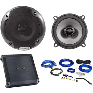 2) Alpine SPE-5000 5.25" 400 Watt Car Audio Speakers+2 Channel Amplifier+Amp Kit