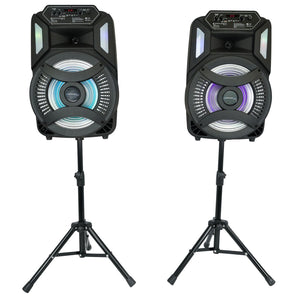 Technical Pro CLUB12 12" Rechargeable Bluetooth Speakers+Stands+Remote+Mic+Light