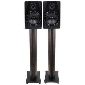 2 Rockville APM8B 8" USB Studio Monitor Speakers+36" Dark Wood Premium Stands