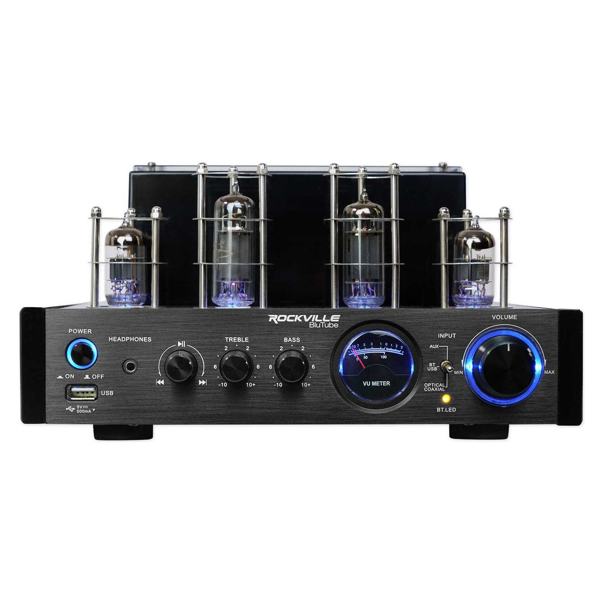 BluTube LED Tube Amplifier + (4) 5.25" Black Ceiling Speakers + 8" Subwoofer