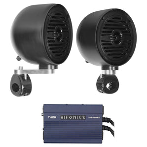 (2) Rockville MS40B Black 4" Tower Speakers+Hifonics Amp For ATV/UTV/Cart