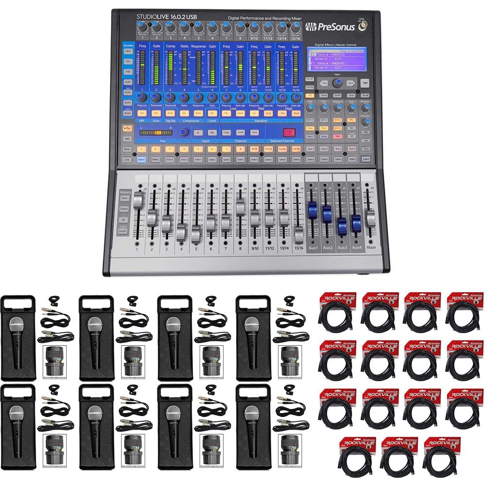 StudioLive 16.0.2 USB Mixer + (8) RMC-XLR Microphones + (15) XLR Cables