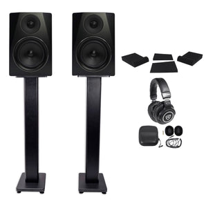Pair Rockville APM6B 6.5" 350W Powered Studio Monitors +Stands+Pads+Headphones