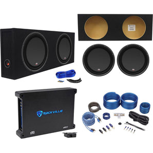 (2) MTX 3512-04S 12" 1200w Shallow Subwoofers+Sealed Slim Box+Amplifier+Wires