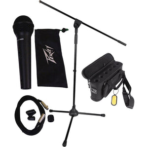 Peavey PVI100XLR Wired Vocal Microphone+Case+Mic Clip+Cable+Mic Stand+Mic Bag