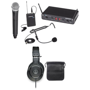Samson Concert 288 Beltpack/Lav/Headset/Microphones+Audio Technica Headphones