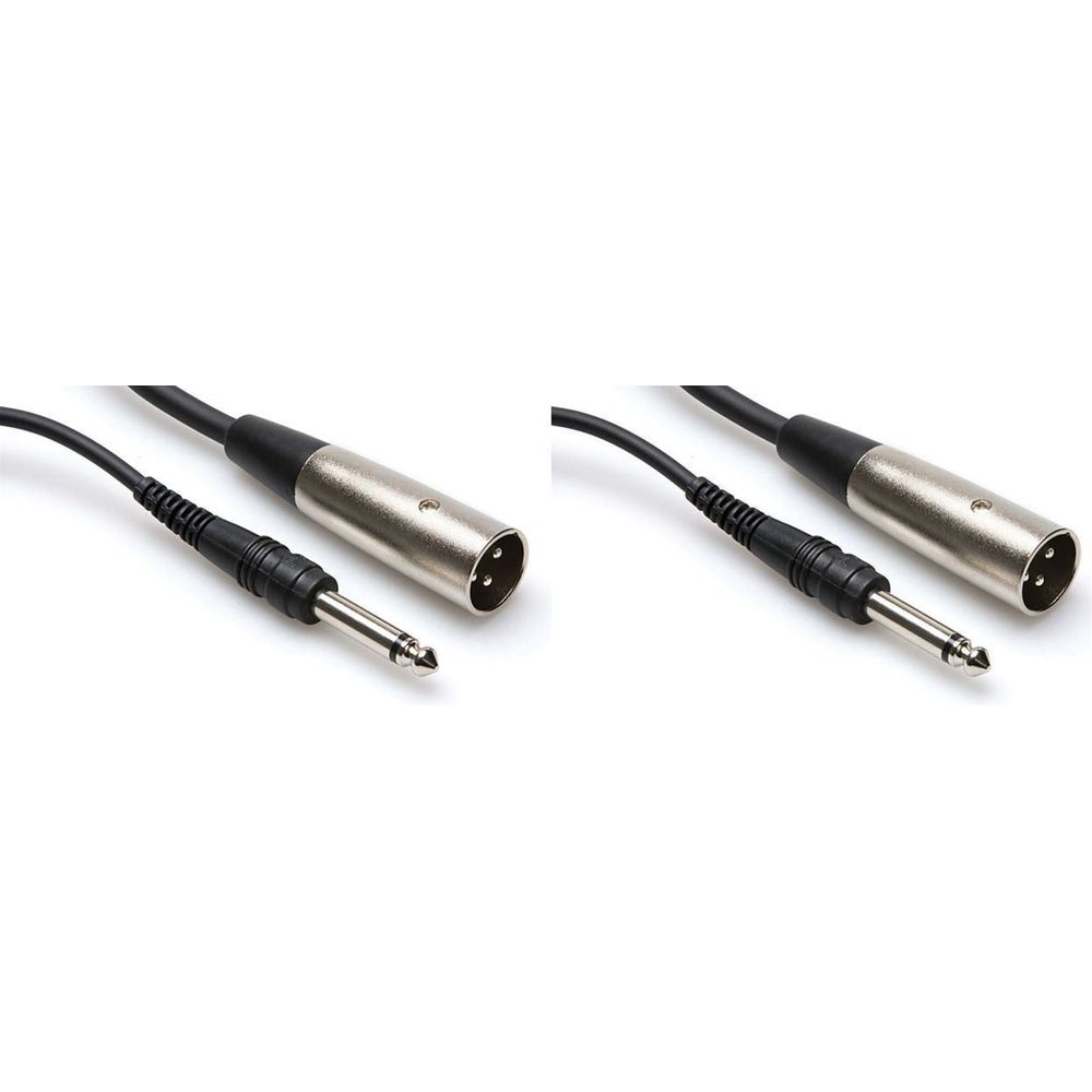 2 PXM-105 1/4" TS to Male XLR 5 Foot Unbalanced Cables