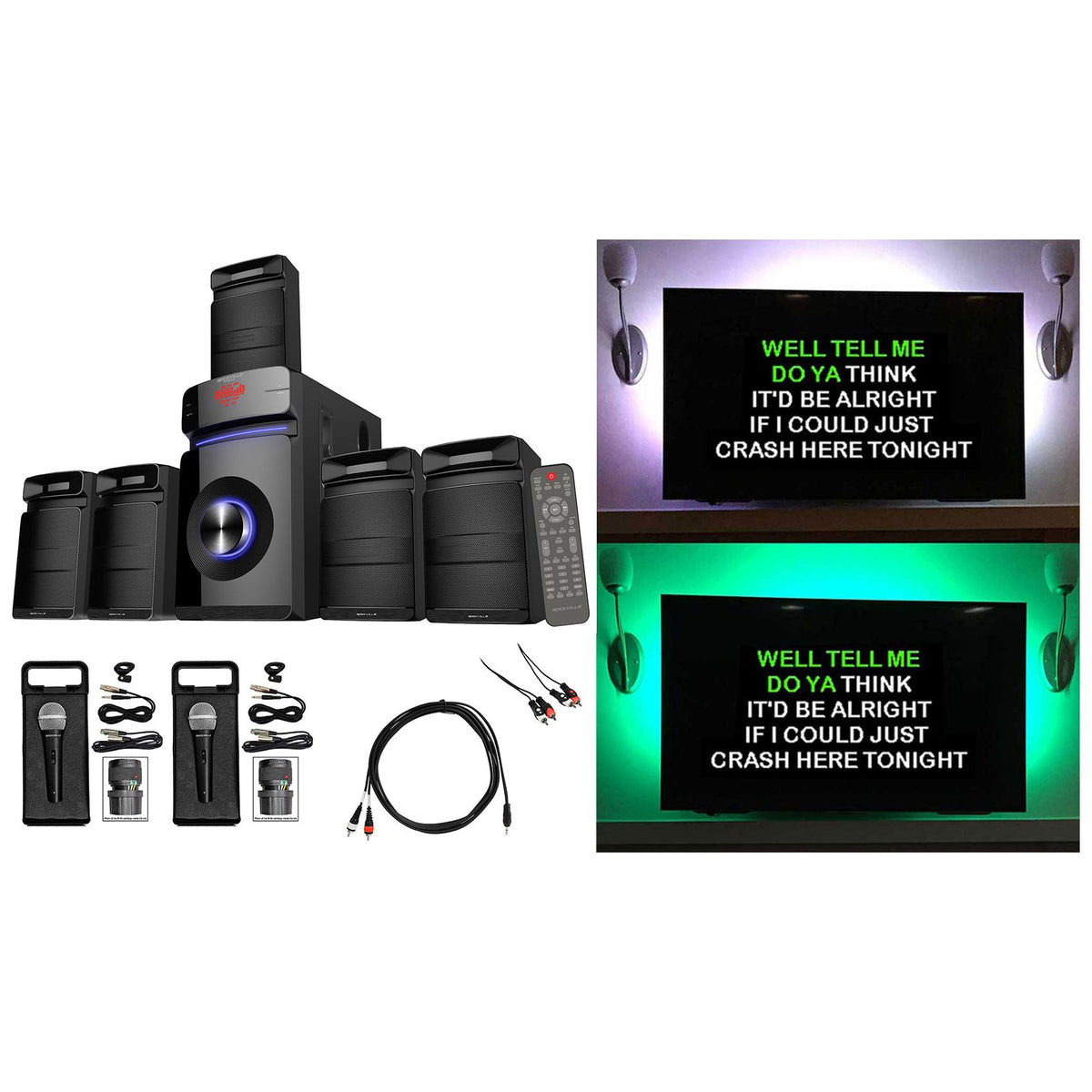 HTS45 5.1 Home Theater Karaoke System with 2 Microphones
