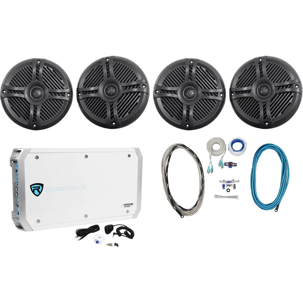 RMSTS65B 6.5" Marine Speakers 2-Pair + RXM-S6 Amp Bundle