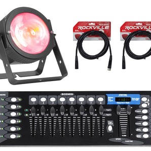 American DJ ADJ DOTZ PAR 100 RF COB LED Par Can Wash Light+DMX Controller+Cables