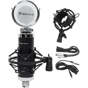 Rockville RCM03 Studio Recording Condenser Microphone+Phantom Power Supply