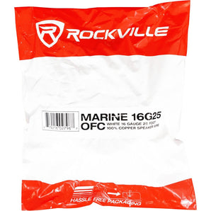 Rockville MARINE 16G25 OFC 16 Gauge 25 Foot 100% Copper Speaker Wire White