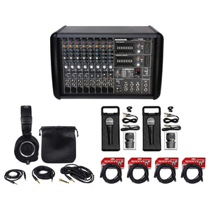 Mackie PPM1008 8 Ch 1600w Powered Mixer, 32 Bit FX+Headphones+Mics+Cables+Cases