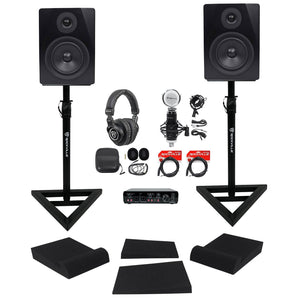 Rockville Recroding Kit w/R-TRACK 2x2 Interface+Mic+Headphones+Monitors+Stands