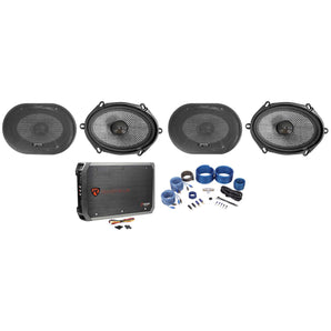 4) American Bass SQ 5.7 5x7"/6x8" 75w RMS Car Speakers+4-Channel Amplifier+Wires