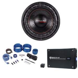American Bass XFL-1222 2000w 12" Competition Subwoofer+Mono Amplifier+Amp Kit