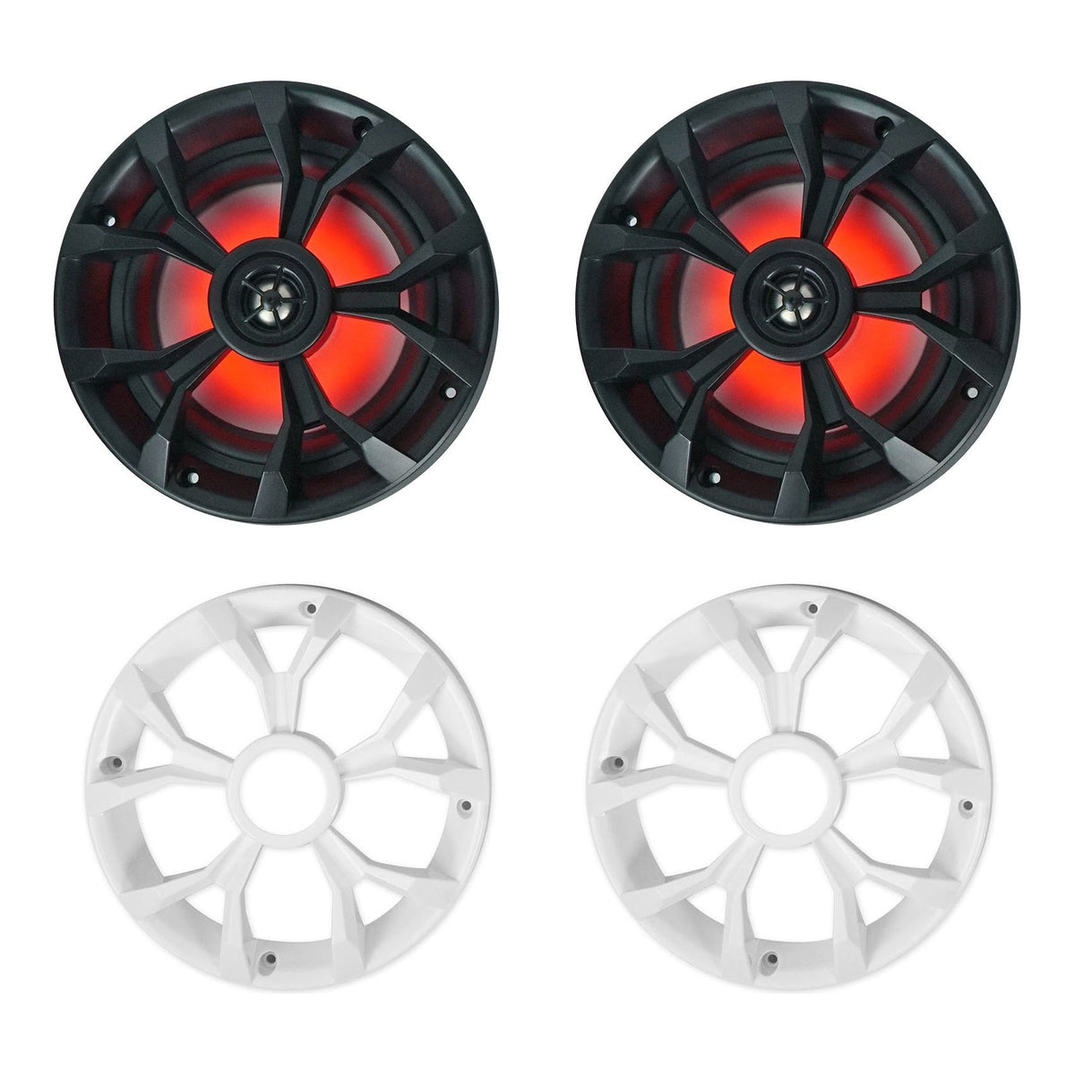 (8) RKL65MBW 6.5" 700W Marine Wakeboard LED Speakers+(2) Color Grilles