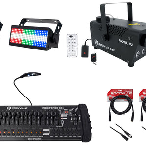 (2) American DJ JOLT 300 RF Blinder/Strobe Lights+DMX Controller+Fogger+Remote