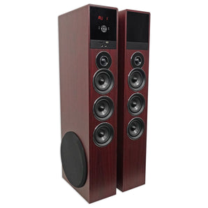 Rockville TM150C Cherry Powered Home Theater Tower Speakers 10" Sub/Bluetooth/USB