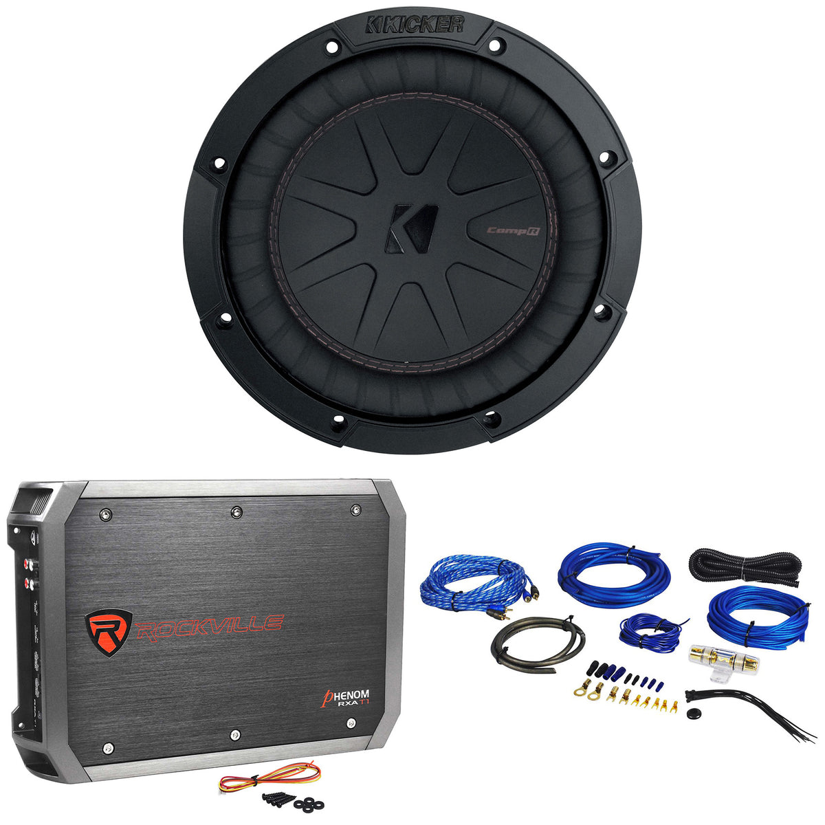 CompR 600W 8" Subwoofer + RXA-T1 2-Channel Amplifier + RWK81 Amp Kit