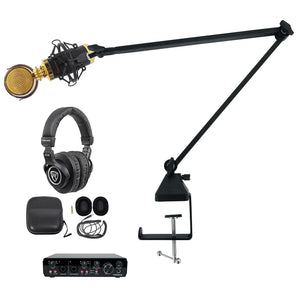 Rockville R-TRACK 2x2 1-Person Podcast Kit w/ RCM02 Microphone+Boom+Headphones
