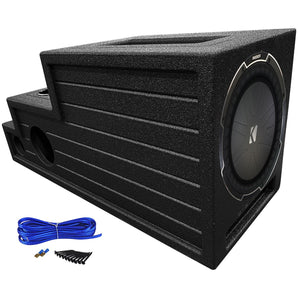 Kicker CompQ 12" Subwoofer+Vented Bed Lined Center Console Sub Box Enclosure