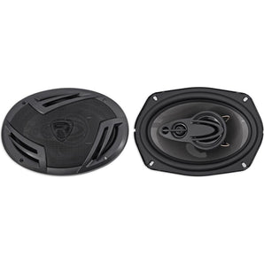 (4) Rockville RV69.4A 6x9" 1000w 4-Way Car Speakers+Quad Speaker Enclosure Box