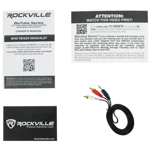 Rockville BluTube Tube Amplifier+6.5" Black Bookshelf Speakers+8" Wood Stands + Rockville BLUE 14G50 OFC 14 Gauge 50 Foot 100% Copper Speaker Wire