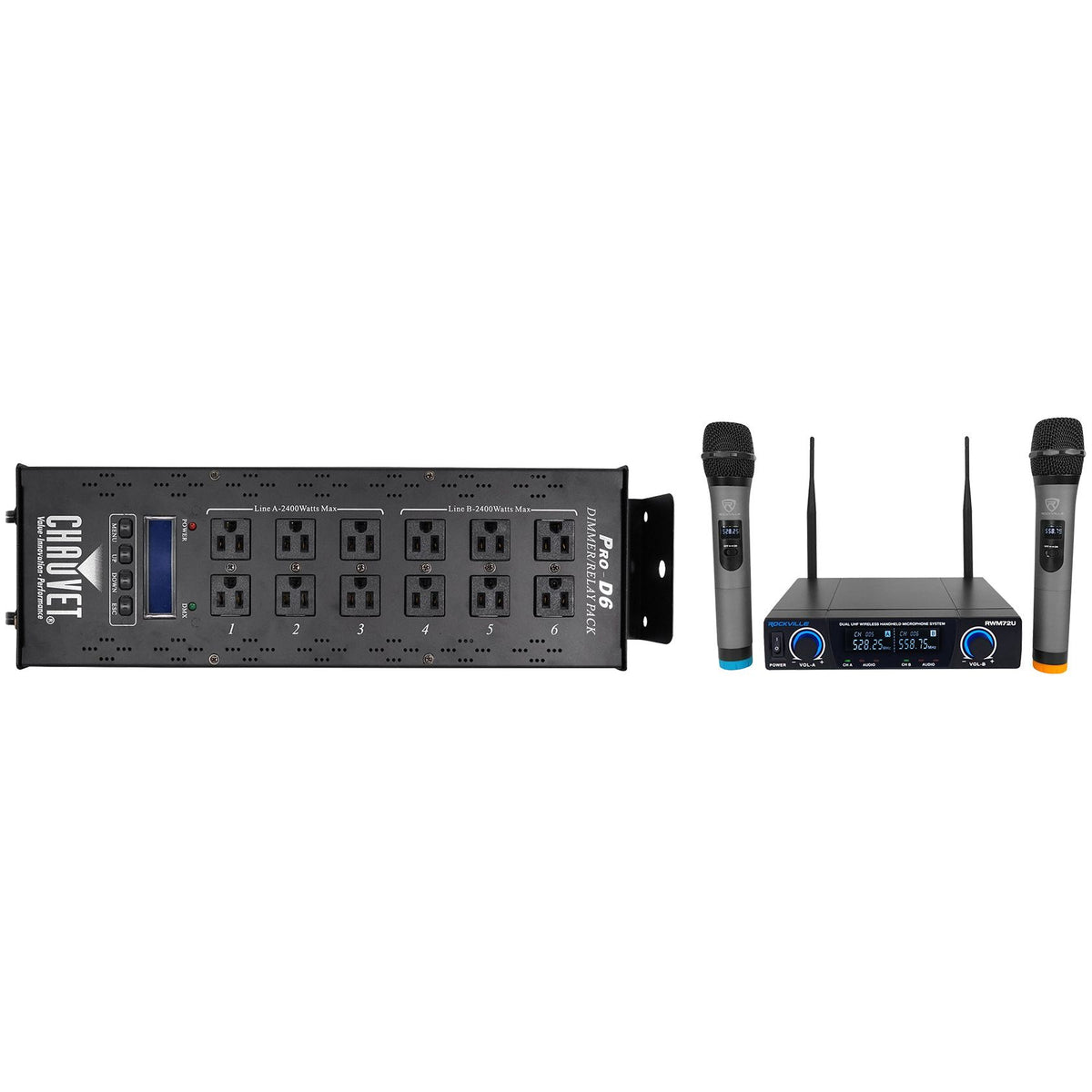 PRO-D6 Dimmer/Switch Pack + Dual Wireless UHF Mics